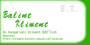 balint kliment business card